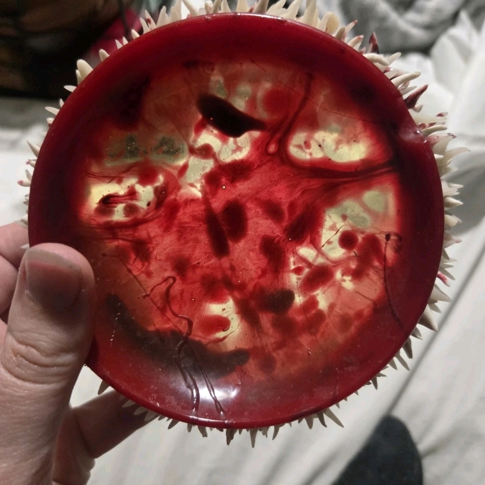 Unique Red and Cream Decorative Plate